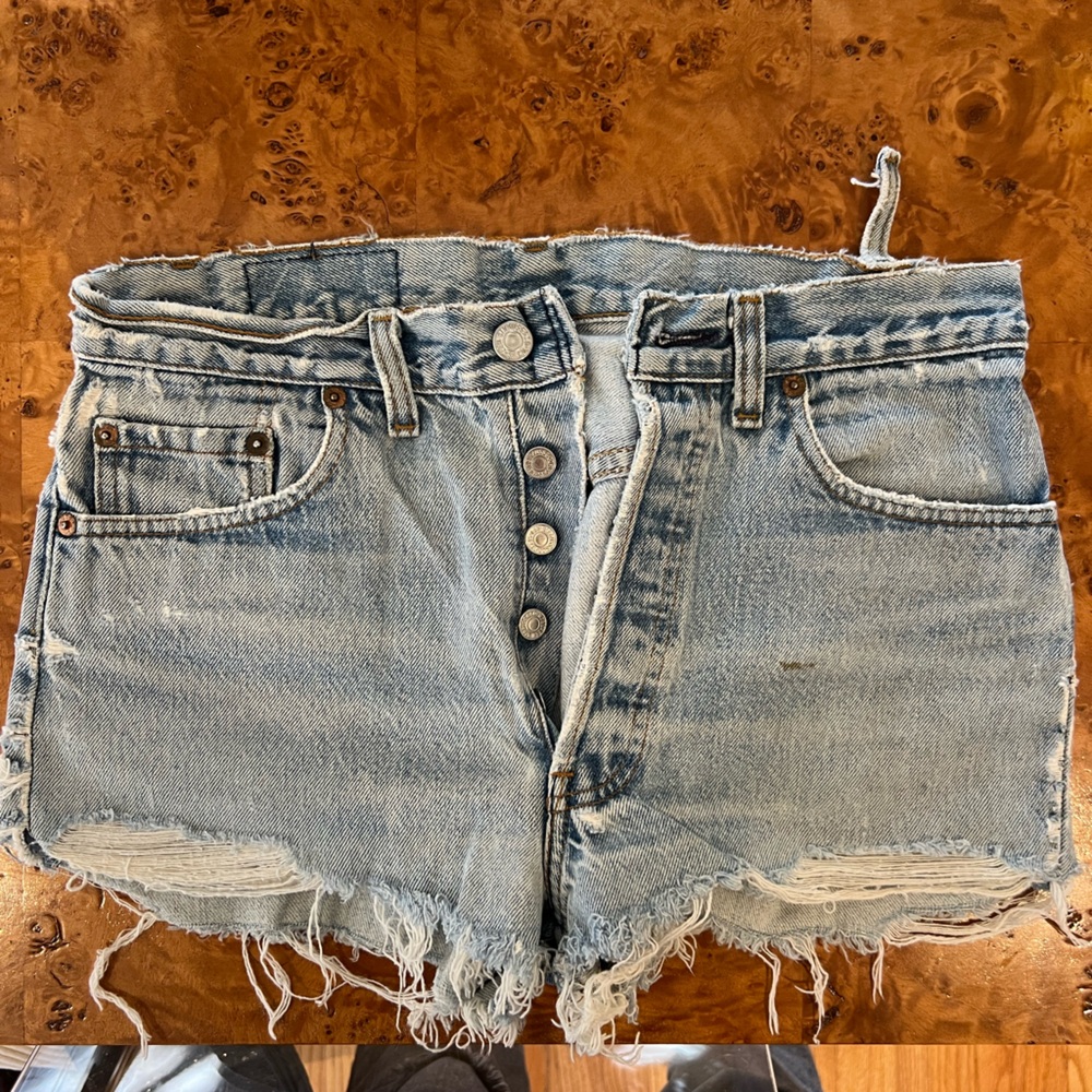 Levi’s extreme cropped denim shorts